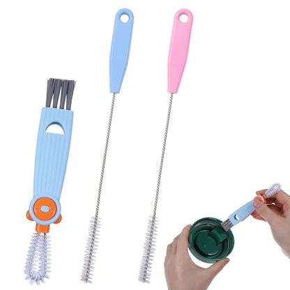 3 in 1 Cup Lid Cleaning Brush Set, Straw Cleaning Brushes, 3 Pcs Portable Cup Cleaner Brush, Multifunctional Bottle Clean Brushes Set for Tight Spaces, Bottle Gaps, Travel Mugs