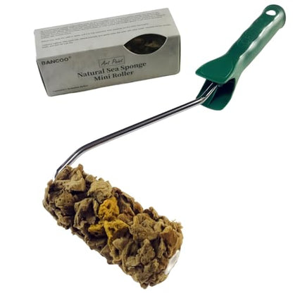 Natural Sea Sponge Mini Roller, 4 Inch - Art Paint Wall Texture Tool | Super Absorbent, Natural Texture | Ideal for Pros & DIY, Efficiently Creates Vivid Wall Patterns（MN488） - style: MN488