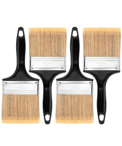 Bates- Paint Brushes, 4-Inch, 4 Pack, Flat Paint Brushes | for Walls Furniture Wood Surfaces Interior Painting & Home Improvement Projects