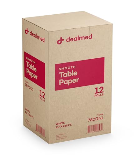 Dealmed Exam Table Paper (12 Rolls) 21” x 225' Smooth, White Medical Exam Cover for Doctor’s Offices, Medical Facilities, Patternmaking, Tracing and More - color: Smooth White, size: 21" x 225'