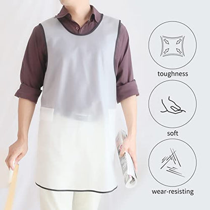 Waterproof Cross Back Apron, Shortened Design Waterproof Apron, Japanese Style Aprons with Pockets, X Cross Halter Apron, Cooking Aprons for Dishwashing, Cleaning Work with Water - White Translucent - color: Black Translucent, style: 1# Style-rounded Edge