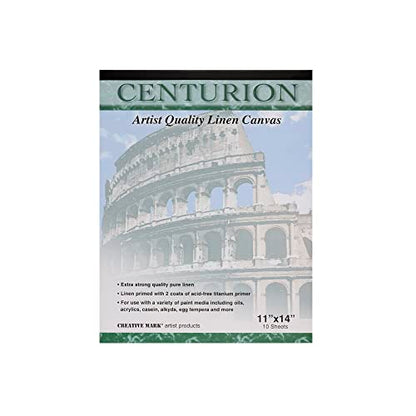 Centurion Acrylic Primed White Linen Canvas Sheet Pad, 11" x 14" 11oz Weight, Tape-Bound for Acrylics, Alkyds, Water-Mixable Oils - size: 11" x 14"