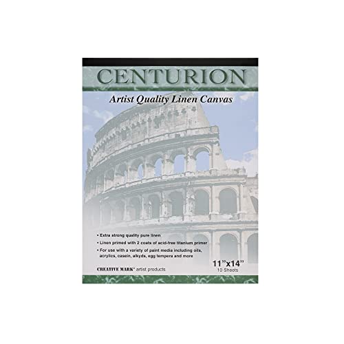 Centurion Acrylic Primed White Linen Canvas Sheet Pad, 4 Pack, 11" x 14" - 40 Total Sheets, 11oz Weight, Tape-Bound for Acrylics, Alkyds, Water-Mixable Oils - size: 11" x 14"
