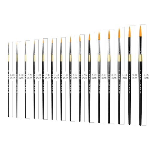 XDT#700 Miniature Detail Artist Paint Brush 15 Piece Set #000#00#0#1#2#3#4#5#6#7#8#9#10#11#12, Fine & Micro Detail Paints Brush for Painting, Acrylic Oil Watercolor - size: 15Pc Set