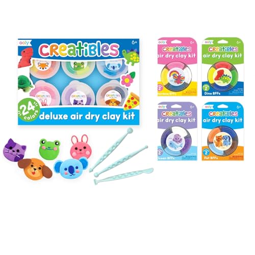 Ooly Creatibles 40 Pieces Deluxe Set - Air Dry Clay for Kids, 40 Colors Modeling Clay with 3 Shaping Tools, 7 Storage Tubs, Non-Toxic Craft Supplies, DIY Art Supplies for Kids Ages 6 and Up - style: 40 Colors Deluxe Set