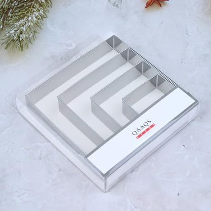 Square Cookie Cutter Set Large - 5 Inch, 4 Inch, 3 Inch, 2 Inch - Geometric Frame Plaque Cookie Cutters Shapes Biscuit Molds - Stainless Steel - color: Square