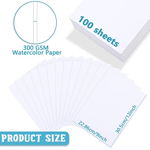 Spiareal 100 Sheets 9 x 12 Inch Watercolor Paper Bulk 140 Lb/300 GSM White Construction Paper Cold Press Blank Cotton Art Paint White Color Pad Artists Drawing Christmas Cards - size: 9 x 12 Inch