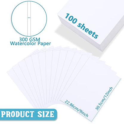 Spiareal 100 Sheets 9 x 12 Inch Watercolor Paper Bulk 140 Lb/300 GSM White Construction Paper Cold Press Blank Cotton Art Paint White Color Pad Artists Drawing Christmas Cards - size: 9 x 12 Inch