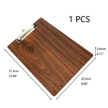 Crapyt Wooden Clipboard with Metal Clip Drawing Board A4 Size Hardboard for Memo Clipboard File Storage Wood Grain Thicken Teacher Teens - size: A4