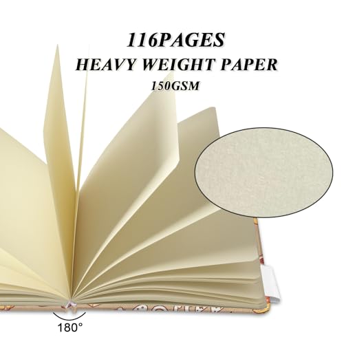5" x 5" Hardcover Sketch Book,Small Mixed Media Sketch Pad,58 Sheets 150GSM Acid-Free Artist Drawing Paper,Travel Journal Blank Notebook for Adults Painting,Illustration,Art Supplies.Afternoon Tea - color: 150gsm Cloth-afternoon tea
