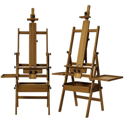 MEEDEN Painting Easel with Storage: H-Frame Beech Wood Art Easel for Adults, Artists, Students, Beginners - Adjustable 50"-80" H, Holds Canvas Up to 47 Inches - color: Walnut