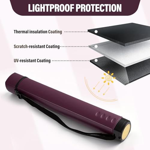 DEWEL Adjustable Poster Tube 24.5"-42", Waterproof Plastic Document Storage Tube Telescoping Carrying Case, Light Resistant Drawing Tube Painting Picture Tube Holder (Burgundy-Large Size) - color: Burgundy (Polygon), size: Large