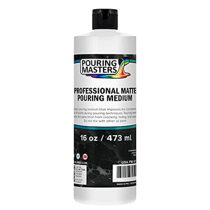 Pouring Masters 16oz (Pint) Pouring Paint Matte Medium - Professional Acrylic Medium for Improving Paint Flow & Cell Effects Creator, Viscosity Adjuster - size: 16 Fl Oz (Pack of 1)