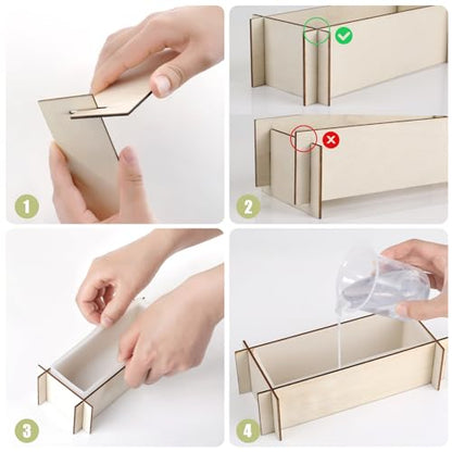 Large Resin Molds, Rectangle Silicone Molds for Epoxy Resin, 5 PCS Cuboid Resin Moulds with Wooden Support, Deep Casting Molds for Preserving Flowers, Insect Specimens, DIY Gifts, Furniture Decoration - size: Rectangle Resin Molds