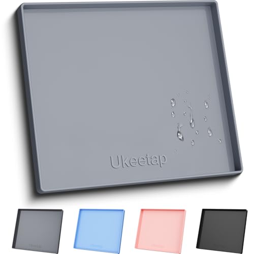 ukeetap Extra Thick Silicone Mat Waterproof with Raised Edge 22" x 19", Under Sink Mat for Kitchen & Bathroom, Kitchen Cabinet Liner, Multi-Purpose for Storage & Protection, Gray - color: Gray, size: 22"L x 19"W