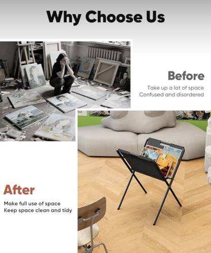 Mocomax Canvas Art Print Rack, Portable Folding Art Display Stand for Painting, Posters, Artwork, Prints, Canvas, Panels, Art Storage Drying Rack in Artist Galleries, Studios, 16.5"Wx18.7"Dx26.3"H (S) - size: Small