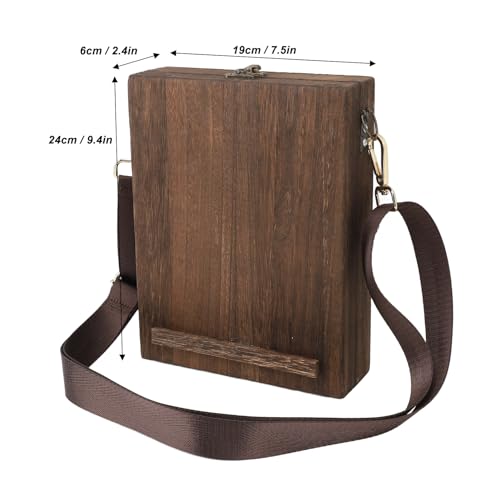 Pochade Box, Writers Messenger Wood Box Crates for Storage Wooden Tool Box Portable Artist Tool Bag Painting Brush Tool Storage Sketch Box Easel for Outdoor Painting, Brown