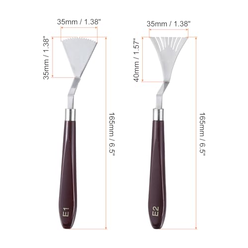 HARFINGTON 2pcs E1 E2 Painting Palette Knife Set Stainless Steel Art Spatula Painting Pallet Knives Scrapers Tools with Plastic Handle for Acrylic Oil Canvas Mixing Spreading