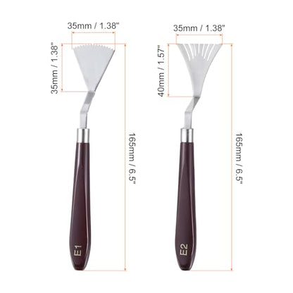 HARFINGTON 2pcs E1 E2 Painting Palette Knife Set Stainless Steel Art Spatula Painting Pallet Knives Scrapers Tools with Plastic Handle for Acrylic Oil Canvas Mixing Spreading