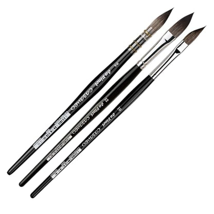 da Vinci Brushes 4250DV Watercolor Brush Set, Quill Size 2, Slant Size 10, Oval Size 12, Black 3 Each - style: Casaneo Watercolor Snap Box Set