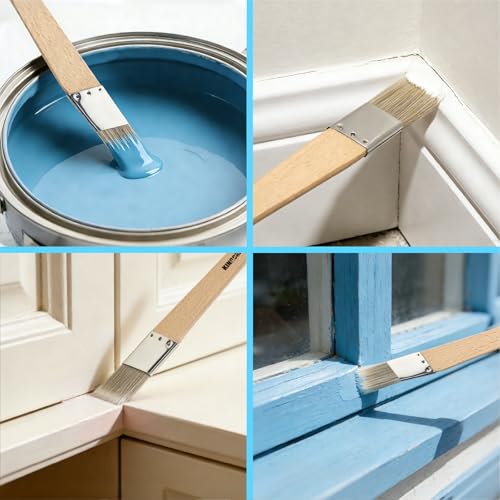 Trim Paint Brushes Set of 4-0.25", 0.5", 0.7", 1" Slant Lining Fitch Paint Brushes for Detail, Small Cutting in Brushes for Trim, Edges and Crafts - size: 4 PCS, 0.25",0.5",0.7",1"