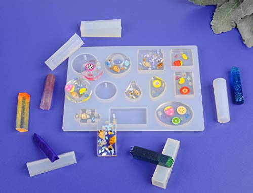 Suhome 73 Pack Resin Earring Mold Jewelry Silicone Resin Molds Making Kits Including Earring, Pendant, Bracelet, Necklace, Button Silicone Casting Molds for Beginners - color: Earring