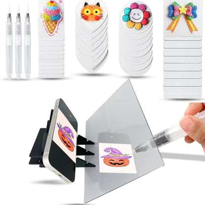 40 Pcs Foam Painting Kit with Optical Drawing Board, Magic Puffy Paint 3D Art Set for Beginners, Includes Foam Paper Refill Sheets and 3 Water-Activated Pens, Learn to Draw and Paint Art Supplies