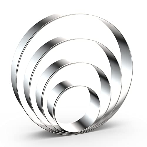 Circle Round Biscuit Cookie Cutter Set - Large Donut Cutter Ring Molds - 5 Inch, 4 Inch, 3 Inch, 2 Inch - Geometric Plaque Cookie Cutters Shapes - Stainless Steel - color: Circle