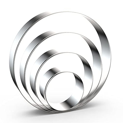 Circle Round Biscuit Cookie Cutter Set - Large Donut Cutter Ring Molds - 5 Inch, 4 Inch, 3 Inch, 2 Inch - Geometric Plaque Cookie Cutters Shapes - Stainless Steel - color: Circle