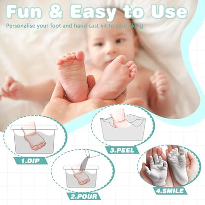Hand Casting Kit Keepsake Powder for Nursery Decor Non-Toxic Hand Mold Kit for Shower Family Keepsake for Boys
