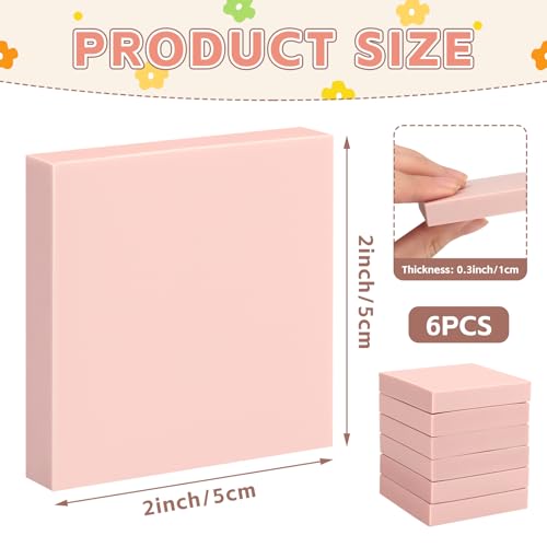 6 Pack 2"x2" Pale Pink Rubber Stamp Carving Blocks - Soft Linoleum Material for DIY Craft Projects & Handmade Stamps - style: Square