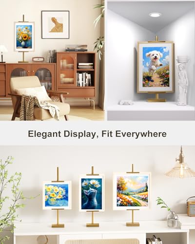 Adjustable Tabletop Easel Stand, Picture Easels for Display Up to 29" H, Gold Metal Picture Frame Holder Stand Table for Art, Photo (2 Pack) - color: Gold 2Pack