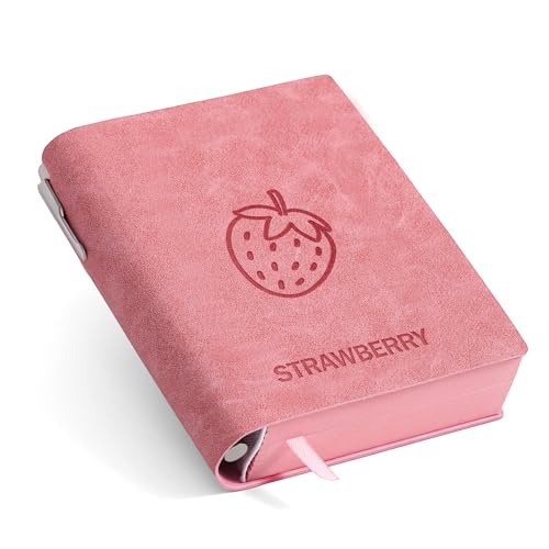 Dreamdove Thick Blank Notebook Journal 400 Pages With Pen Holder ,100gsm Thick Color Paper,A6 Unlined Plain Sketchbook , Hardcover Soft Leather Cover,No Lines Drawing Memo Diary Writing Art Notepad 3.9 × 5.5 (Strawberry-Pink) - size: Pink-STRAWBERRY