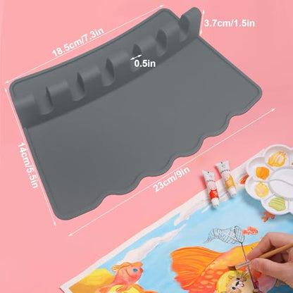 2 Packs Silicone Paint Brush Holders Paint Brush Organizer Large Paint Brush Stand Rest with 6 Slots for Watercolor Oil Acrylic Painting Brushes