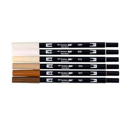 Tombow 56241 Dual Brush Pen Art Markers, Coffee Break, 6-Pack, Water-Based Ink, for Hand Lettering, Watercolor, Fine Art