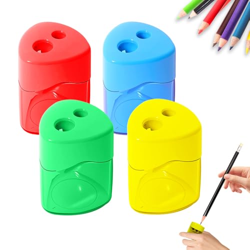 Pencil Sharpeners with Lid, Pencil Sharpeners Manual, Colored Handheld Sharpener Suitable for Kids Adults Students School Class Home Office (4pcs Triangle) - color: 4pcs Triangle