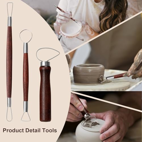 Amrules Clay Tools Kit, 31 PCS Red Pottery Tools, Practical Polymer Clay Sculpting Tools Kit, Air Dry Clay Tools Set for Adults, Pottery Craft, Dotting, Carving, Drawing, Molding, Modeling, Shaping - color: Red-31Pcs