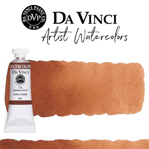 DA VINCI PAINTS Professional Artist Watercolor Paint, Burnt Sienna, 15mL - color: Burnt Sienna, style: 15mL
