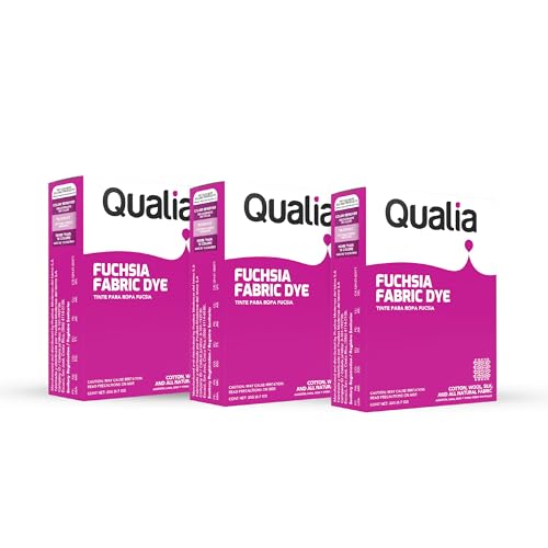 Qualia All Purpose Powder Fabric Dye, Easy to Use Dyefor Natural Fabrics: Cotton, Wool, Silk, Wood, & Linen, Ultra Concentrated Colors, Fuchsia, 3 Pack - color: Fuchsia, size: 3