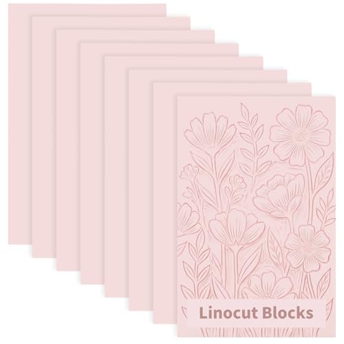 8 Pack 4"x6" Pale Pink Linoleum Blocks for Printmaking, Rubber Stamp Carving Blocks Linoleum Carving Tools for Stamp Maker Printmaking Supplies - size: 4"x6"
