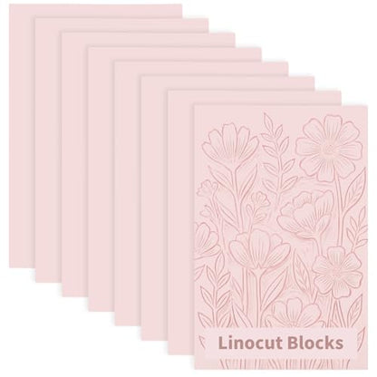 8 Pack 4"x6" Pale Pink Linoleum Blocks for Printmaking, Rubber Stamp Carving Blocks Linoleum Carving Tools for Stamp Maker Printmaking Supplies - size: 4"x6"
