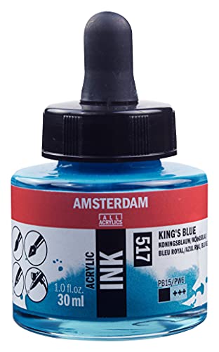 Amsterdam Acrylic Ink Bottle 30 ml King's Blue 517 (17205170) - color: Kings Blue, size: 1 fl oz