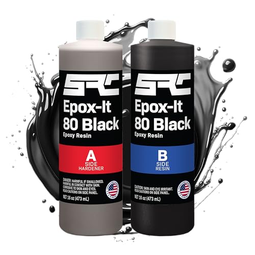SRC Epox-It 80 Black Epoxy Resin 32 Oz, UV & Scratch Resistant | High-Gloss Pure Black Resin, No Epoxy Dye, Pigment, or Mica Powder Needed, for DIY Bubble, Tabletops, Art, Jewelry Making - color: Black, size: 32 Oz