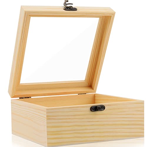 Extra Large Unfinished Pine Wood Box with Hinged Lid and Front Clasp for DIY Craft Art & Hobbies (9 x 9 x 4.7 In) - color: 9 x 9 x 4.7 In