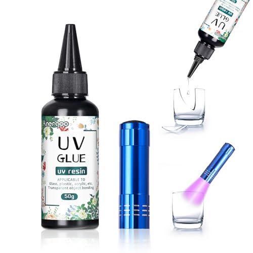 UV Resin Kit with Light - 50g UV Glue & Resin Glue for Jewelry Repair, Plastic Welding,Windshield Repair - Fast Curing in Seconds, Portable Design for Crafts, Glass, DIY Decor