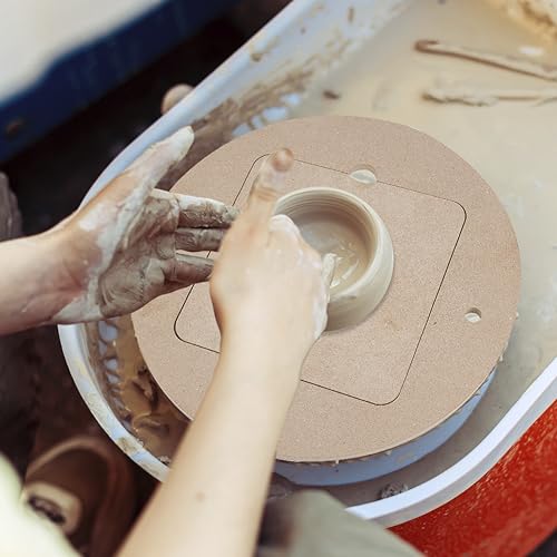 BENECREAT 11.8inch Diameter Pottery Wheel Bats with 4pcs Square Inner Bats, Pre Drilled Round Clay Throwing Bats for Potters Clay Artists Spinning Clay,Making Ceramics, 9mm Thick