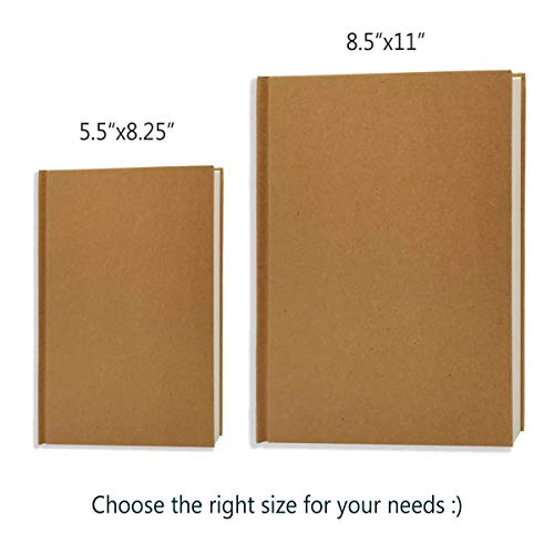 8.5x11 Sketch Book, Pack of 2, 240 Sheets (100gsm), Hardcover Bound Sketch Notebook, 120 Sheets Each, Acid-Free Blank Drawing Paper, Ideal for Kids and Adults, Kraft Cover - size: 8.5"x11"