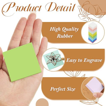 Frienda 24 Pcs 2" x 2" Rubber Carving Blocks Linoleum Blocks for Printmaking, Stamp Making, DIY Crafting, Scrapbook, Painting, Soft and Easy to Carve (Multicolor) - color: Multicolor