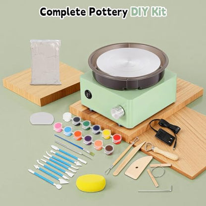 Olenyer Pottery Wheel for Kids: 6" Turntable 2-Way Rotation Mini Pottery Wheel, Removable Tray, Metal Frame, Christmas Gifts Pottery Kit for Beginners Teens Adults