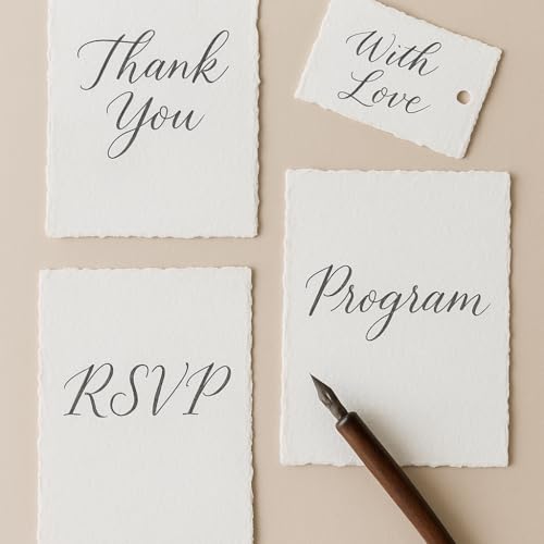 300 GSM Deckle Edge Cotton Paper - Soft, Textured Handmade Sheets for Invitations, Artwork, Stationery, and DIY Crafting (Pack of 25) (6 x 8 inch) - size: 6 x 8 inch